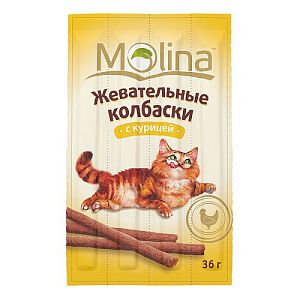 Жевательные колбаски Molina «С курицей» для кошек, 36 г