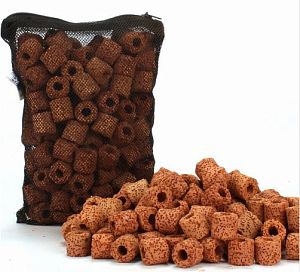 Керамические кольца SunSun крупнопористые рыжие с сеткой, 500 г