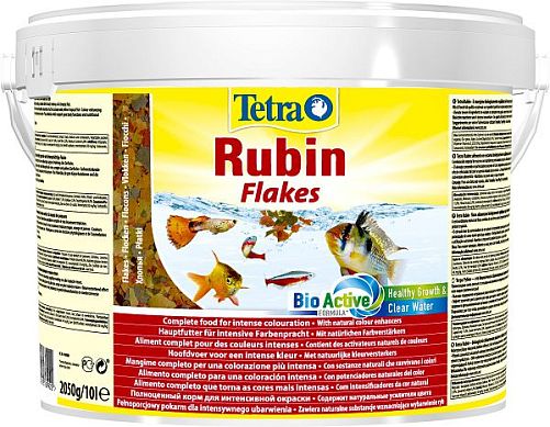 TetraRubin корм для яркого окраса аквариумных рыб, хлопья 10 л