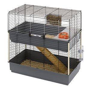 Клетка Ferplast RABBIT 100 DOUBLE двухэтажная для кроликов, черная, 99×51,5×92 см