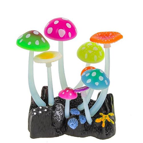 Флуоресцентная аквариумная декорация GLOXY Грибы (тип Н), 11х8х12 см