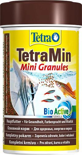 TetraMin MiniGranules основной корм для небольших аквариумных рыб, мини гранулы 100 мл