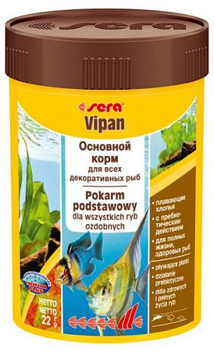 Sera VIPAN основной корм для всех видов рыб, хлопья 100 мл