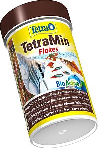 TetraMin основной корм для всех видов аквариумных рыб, хлопья 100 мл