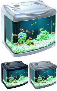 Аквариум Hailea панорамный+задняя фильтровальная система, 60&nbsp;л, серебряный