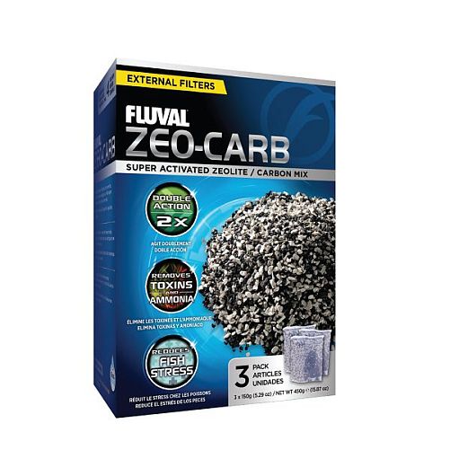Удалитель аммония с углем Fluval Zeo-Carb, 150 г х 3 шт.