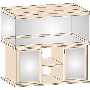 Тумба под аквариум LUX 264 л, прямая, ДСП с 2 тонированными стеклянными дверцами МДФ, выбеленный дуб