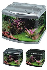 Аквариум Hailea с гнутыми передними углами/стеклом+фильтр BEAUT-400, 60 л, серебряный