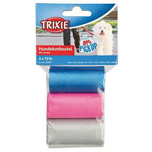 Пакеты TRIXIE для уборки за собаками, 3 л, 3 рулона по 15 шт., цветные, для всех диспенсеров