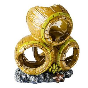 Декорация с GLO-эффектом GLOFISH «Бочки S», 7,9×8,9×7,9 см