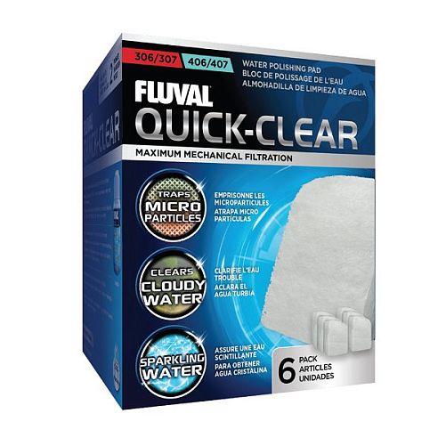 Губка механической очистки для фильтров Fluval 306/406/307/407, синтепон, 6 шт.