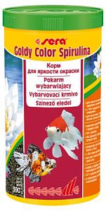 Основной корм Sera GOLDY Color Spirulina для яркой окраски золотых рыб, гранулы 1 л