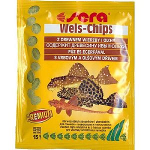 Sera WELS CHIPS основной корм для донных рыб, пакетик, чипсы 15 г