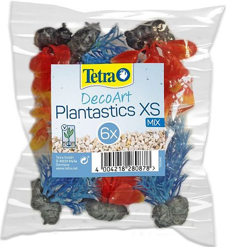 Растение пластиковое мини Tetra DecoArt Plant XS Mix Refil разноцветное, 6 см, 6 шт.