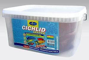 Основной корм Biodesign ЦИХЛИД для мелких хищников и цихлид, хлопья 11 л