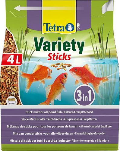 TetraPond Variety Sticks bucket корм для всех видов прудовых рыб, смесь палочек 4 л