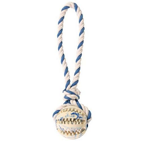 Мяч TRIXIE "DENTAfun" на веревке, резина, х/б, D 7 см, 24 см