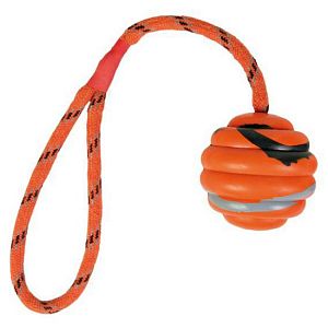 Игрушка TRIXIE «Мяч на веревке», резина, оранжевый, черный, D 6 см, 30 см