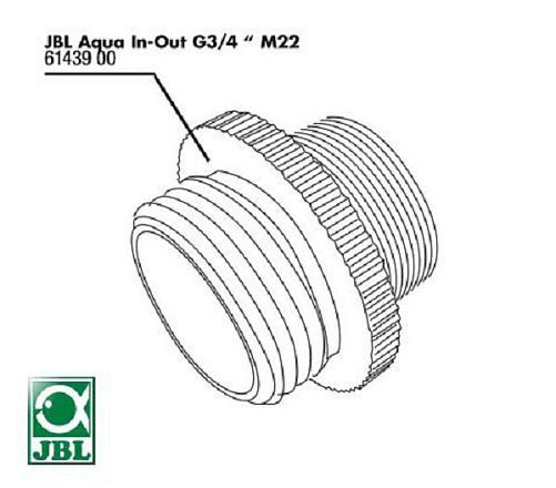 Металлический переходник G3/4 M28/M22 для системы подмены воды JBL Aqua In-Out, арт. 6143900