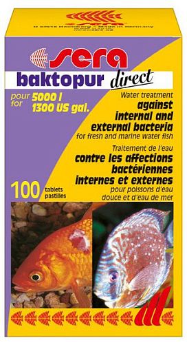 Sera BAKTOPUR DIRECT средство по уходу за водой в пресноводных и морских аквариумах, 100 таб.