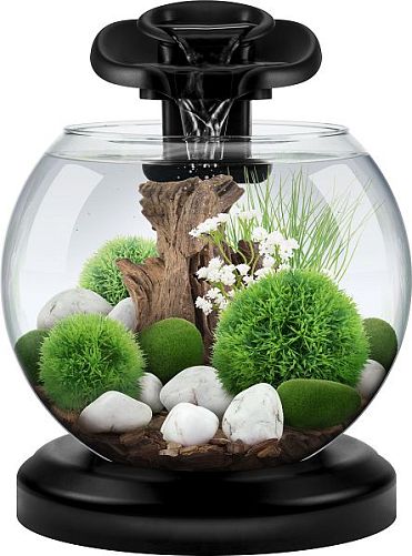 Аквариум Tetra Cascade Globe Duo Waterfall с LED светильником, круглый, черный, 6,8 л