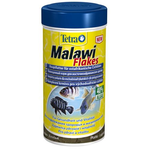 Tetra Malawi Flakes основной корм для цихлид и других крупных рыб, хлопья 250 мл