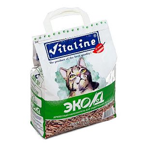 Древесный наполнитель Vitalain «Эко№1» гранулированный для кошек, 3 кг