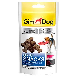 Лакомство Gimdog «Sportsnacks» дрессировочное для собак, говядина+L-карнитин, 60 г