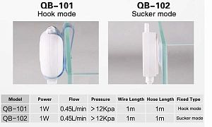 Компрессор микро SunSun QB-101&nbsp;с&nbsp;клипсой-держателем и&nbsp;комплектом для аэрации, 1&nbsp;Вт, 1&times;0,45&nbsp;л/мин