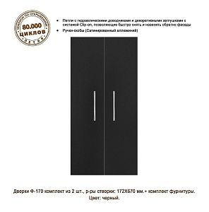 Дверки Biodesign Ф-170 для подставки КЛАССИК 50 и 50R, черная шагрень, 2 шт.