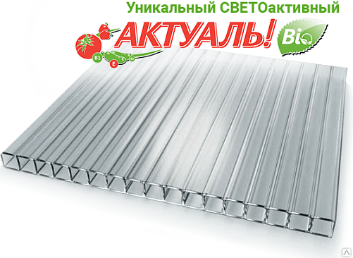Сотовый поликарбонат Актуаль Био, 100х70 см, толщина 10 мм