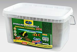 Корм Biodesign СПИРУЛИНА & ХЛОРЕЛЛА 25% для растительноядных видов рыб, хлопья 5,8 л