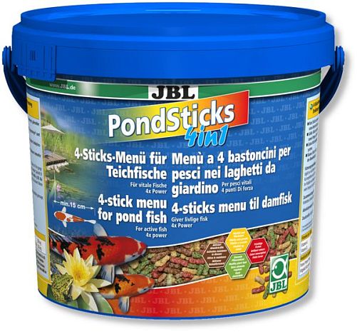JBL Pond Sticks 4in1 комплексный корм для всех прудовых рыб, 4 вида палочек разного цвета, 5,5 л