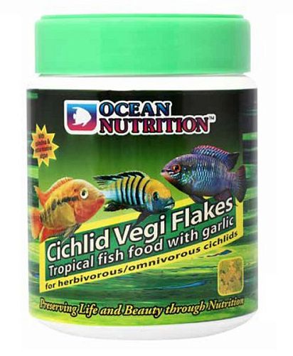 Корм Ocean Nutrition Cichlid Vegi Flake для травоядных цихлид, хлопья 34 г