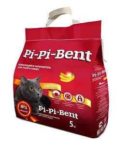 Наполнитель Pi-Pi-Bent Банан комкующийся для кошачьего туалета, 5 кг