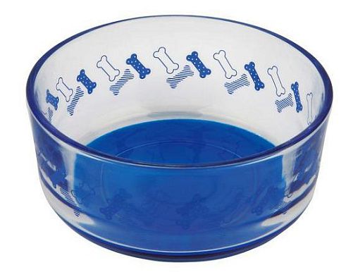 Миска TRIXIE стеклянная с рисунком "Косточки", 0,4 л, D 12 см, синий