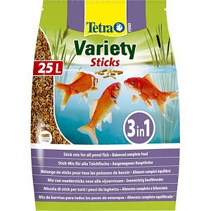 Корм основной Tetra Pond Variety Sticks для прудовых рыб, смесь палочки, 25 л
