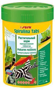 Sera SPIRULINA TABS растительный корм для растительноядных рыб, таблетки 100 шт., 60 г