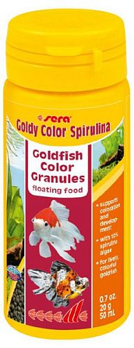 Sera GOLDY Color Spirulina основной корм для яркой окраски золотых рыб и других холодноводных видов, гранулы 50 мл