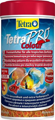 TetraPro Color Crisps специальный корм для яркого окраса всех видов аквариумных рыб, чипсы 250 мл
