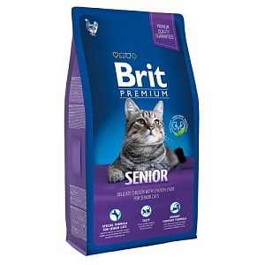 Корм Brit Premium Cat Senior для пожилых кошек, курица и печень