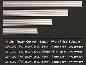 Светильник LED ультратонкий SunSun ADP-400C для аквариума, 13&nbsp;Вт, 410х41&times;8&nbsp;мм