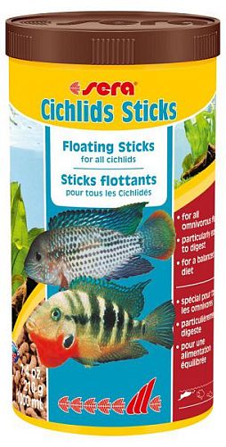 Sera Cichlids Sticks базовый корм для крупных цихлид, палочки 1 л