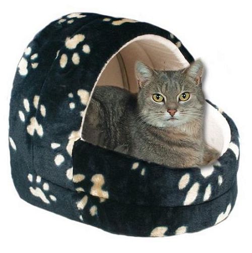Лежак-пещера TRIXIE для кошки, 45 см, "Кошачьи лапки", черный