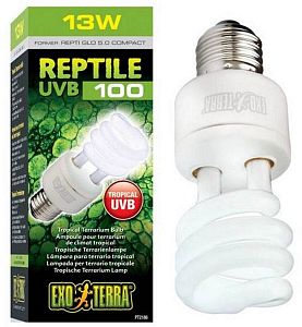Лампа Exo Terra Reptile UVB100 former UVB5.0 Compact для тропического террариума, 13 Вт