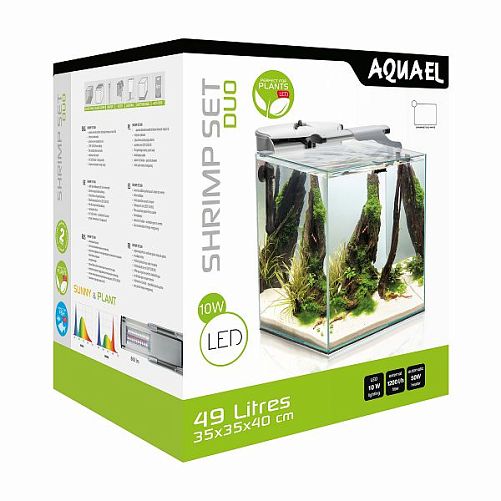 Aквариум Aquael SHRIMP SET DUO LED белый, 49 л, 35х35х40 см