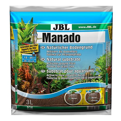 Натуральный субстрат JBL Manado для пресноводных аквариумов, красно-коричневый, 3 л