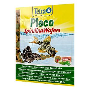 Корм TetraPleco Spirulina/Multi Wafers для крупных растительноядных донных рыб, пластинки 15 г