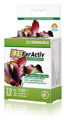 Железосодержащее удобрение Dennerle E15 FerActiv для аквариумных растений, таблетки 100 шт
