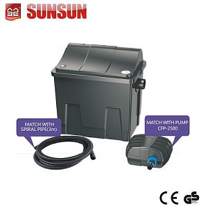 Фильтр прудовый проточный SUNSUN CBF-150 многокамерный модульный, совместим с уф-стерилизаторами CUV, 540х515×460 мм, 8000 л/ч